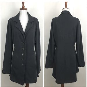 Soft Surroundings Embroidered Dark Grey Fit & Flair Knit Jacket.